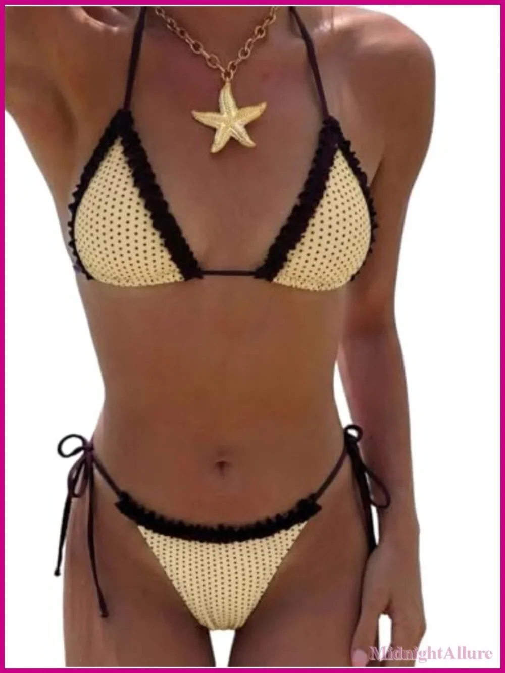Women's Two Piece String Bikini Set High Stretch Polyester Blend Halter